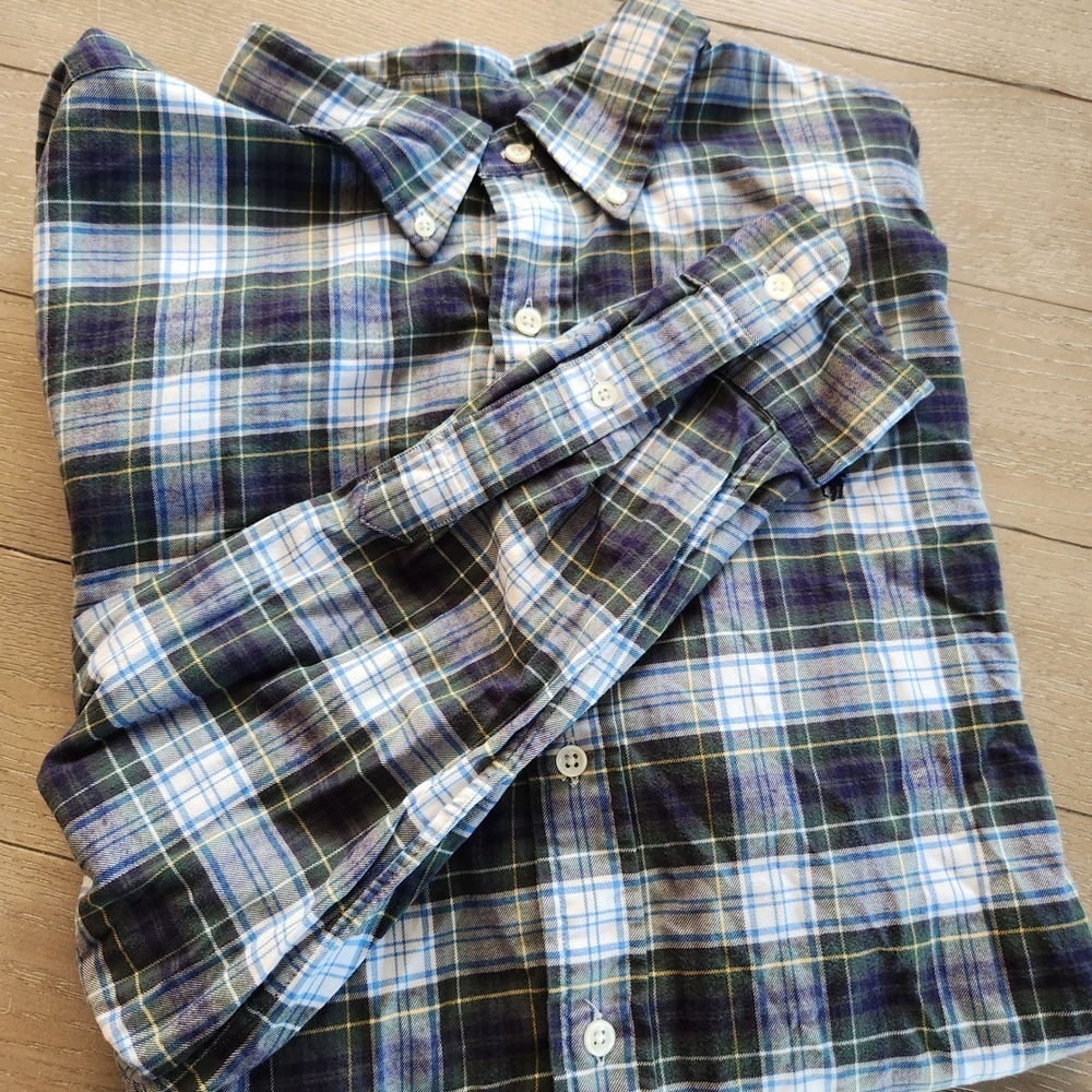 Ralph Lauren Classic Fit Plaid Button Down Shirt Men's‎ XXL Green Blue